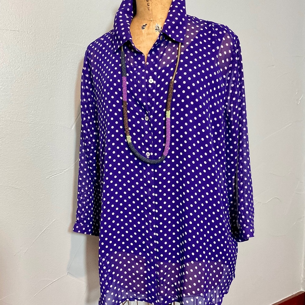 POLKA DOT BLOUSE TOP CHICOS SIZE 3 XL NWOT